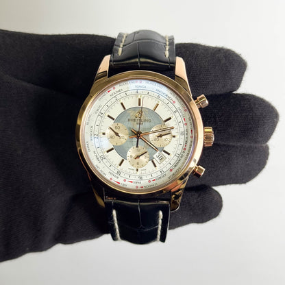 Bretling Transocean Unitime 46mm White Dial Watch Ref# RB0510