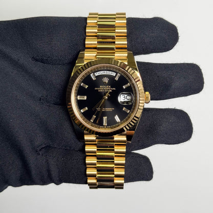 Rolex Day-Date 40mm Black Dial Watch Ref# 228238 - Happy Jewelers Fine Jewelry Lifetime Warranty