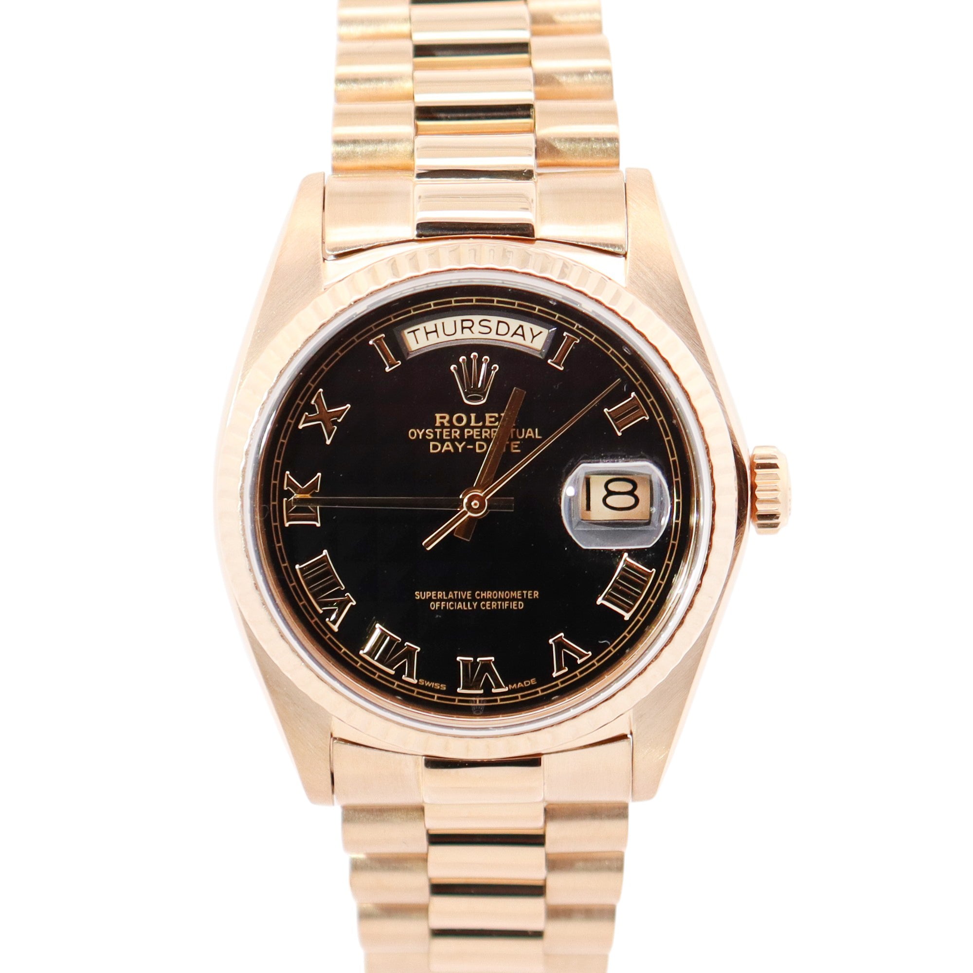 Rolex Day-Date 36mm Black Dial Watch Ref# 18038 - Happy Jewelers Fine Jewelry Lifetime Warranty
