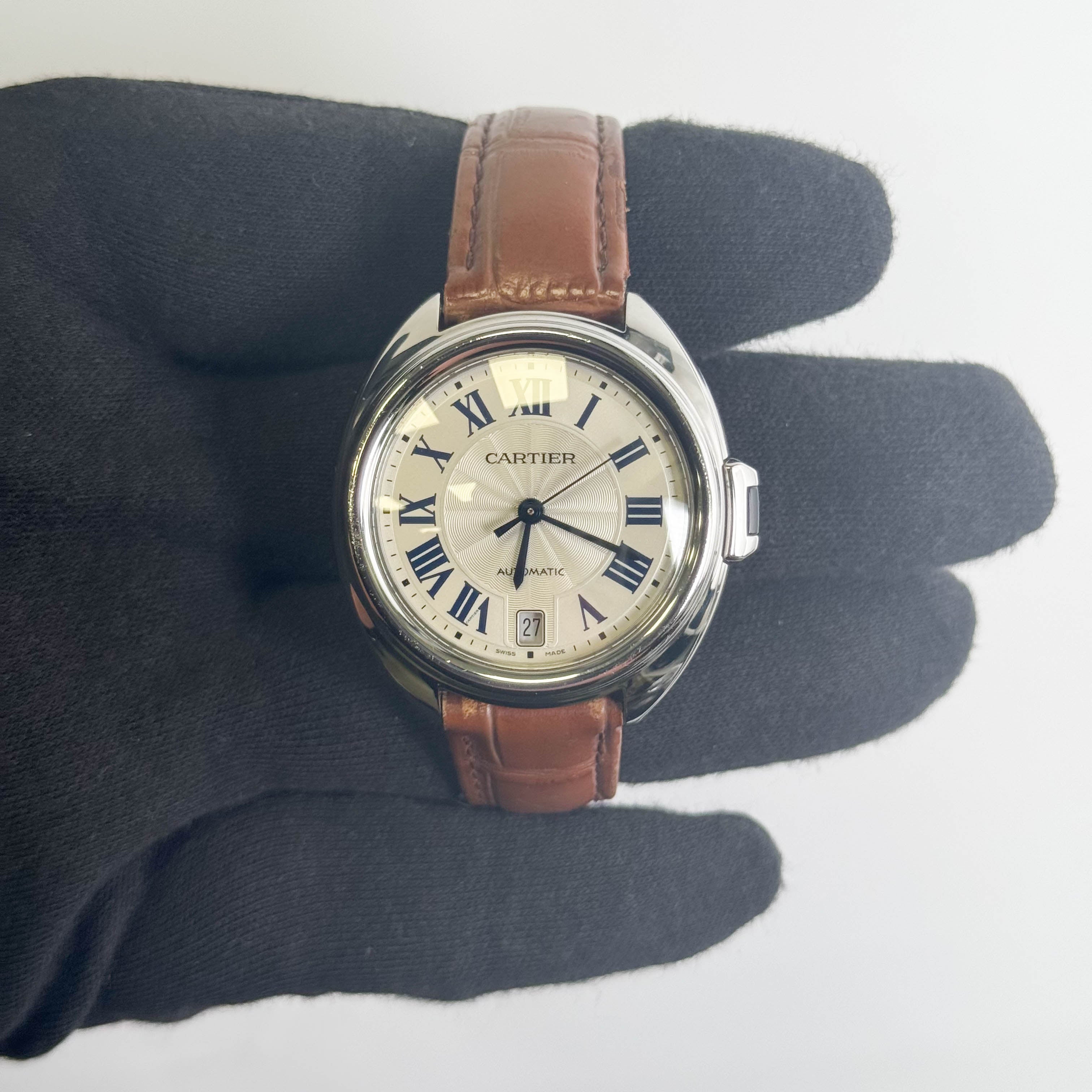 Cartier Cle De 35mm Silver Dial Watch Ref# WSCL0017