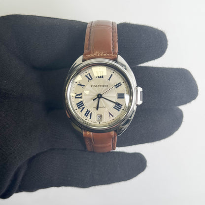 Cartier Cle De 35mm Silver Dial Watch Ref# WSCL0017