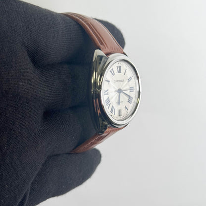 Cartier Cle De 35mm Silver Dial Watch Ref# WSCL0017