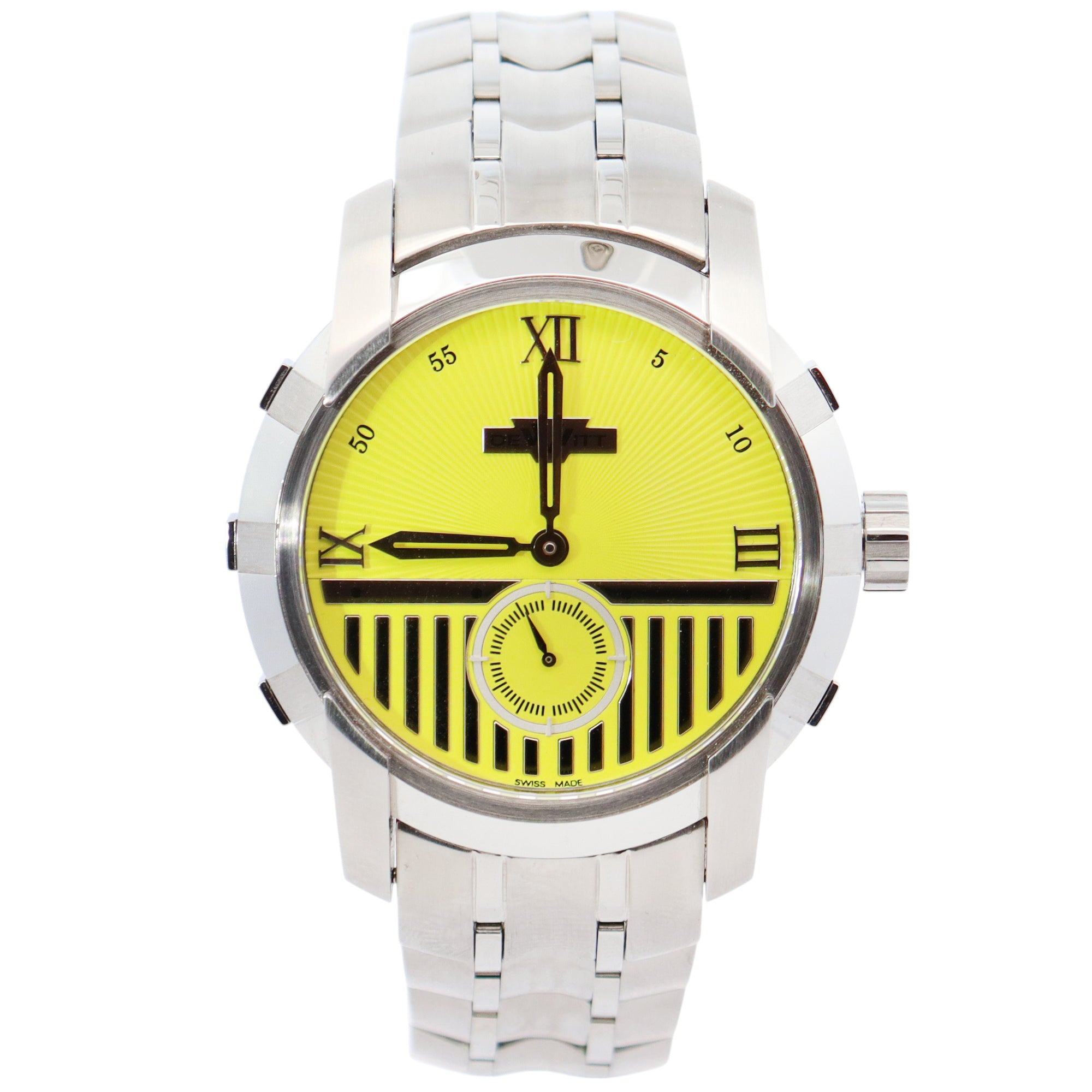 Dewitt Glorious 42mm Yellow Dial Watch Ref# FTV.PTS.006.S - Happy Jewelers Fine Jewelry Lifetime Warranty