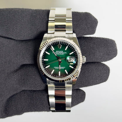 Rolex Datejust 36mm Ombre Green Dial Watch Ref# 126233