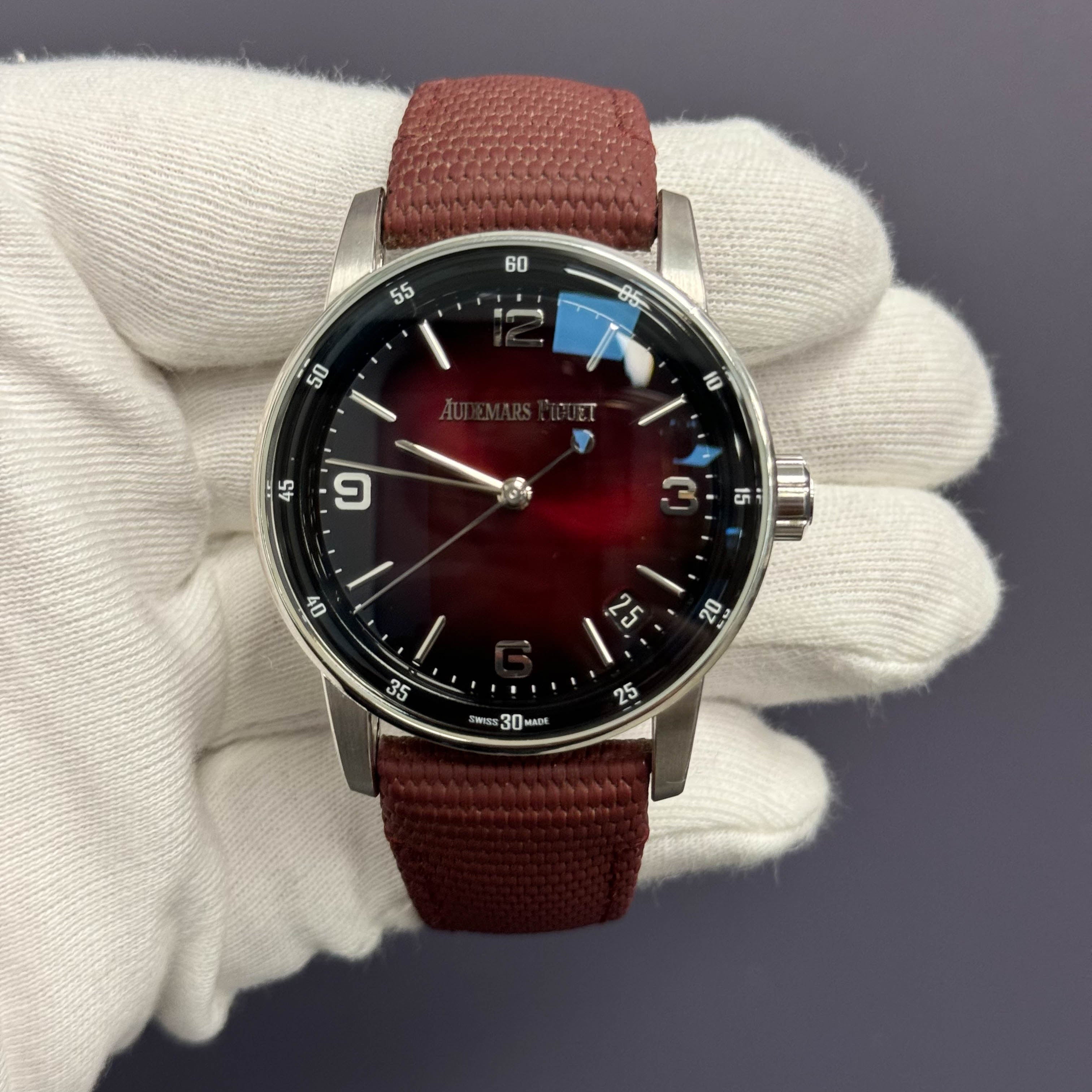 Audemars Piguet Code 11.59 41mm Burgundy Dial Watch Ref# 15210BC.OO.A500KB.01 - Happy Jewelers Fine Jewelry Lifetime Warranty