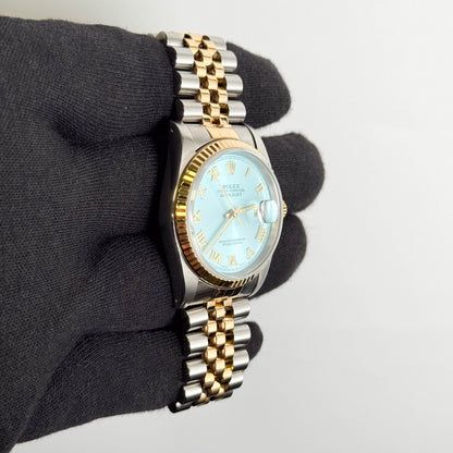 Rolex Datejust 36mm Custom Ice Blue Dial Watch Ref# 16233