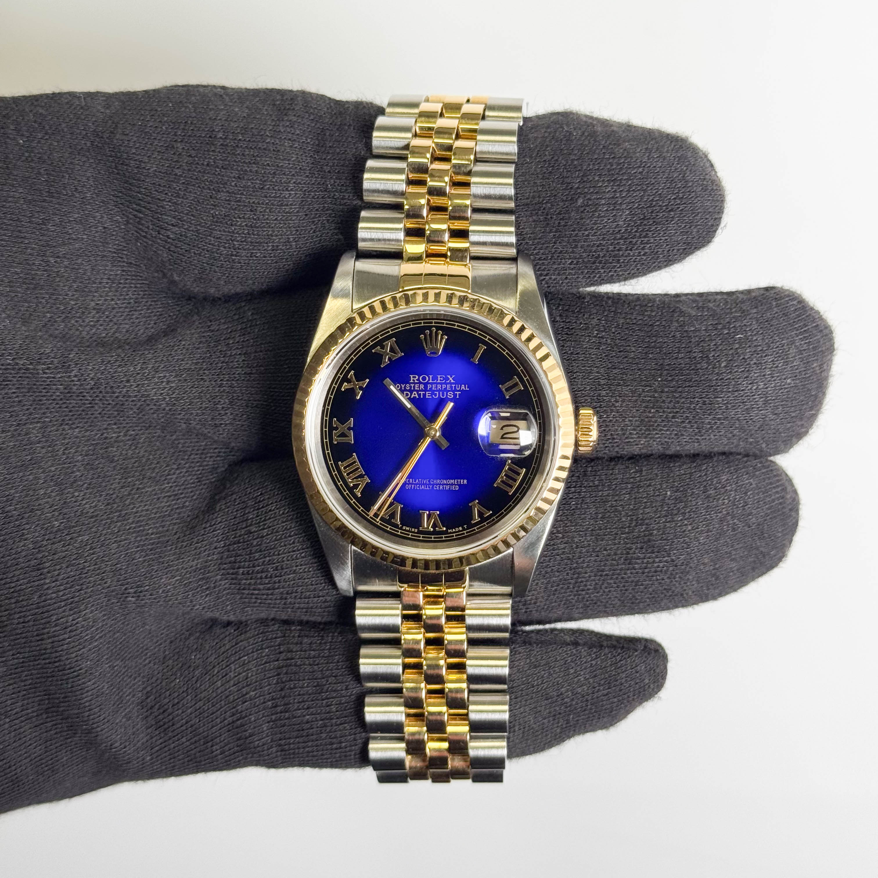 Rolex Datejust 36mm Custom Blue Ombre Dial Watch Ref# 16233