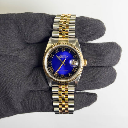 Rolex Datejust 36mm Custom Blue Ombre Dial Watch Ref# 16233