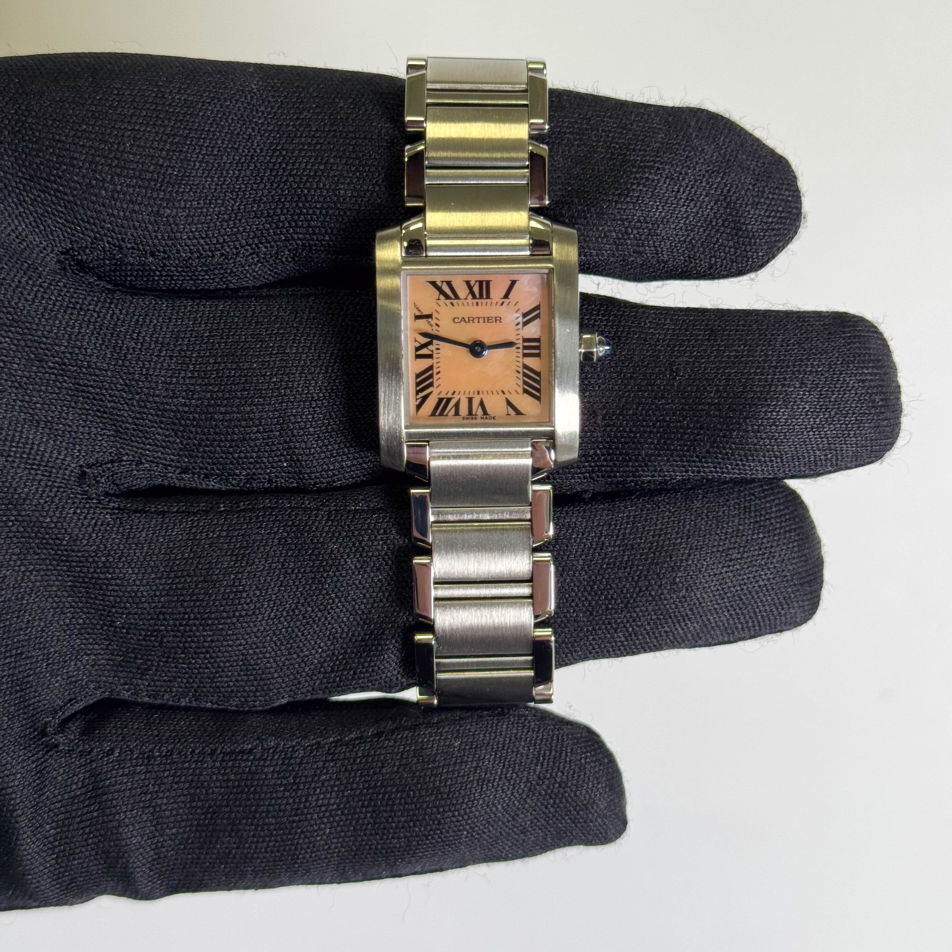 Cartierジャストリング Cartier Tank Francaise 20mm Pink MOP Dial Watch Ref# W51028Q3