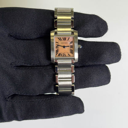 Cartier Tank Francaise 20mm Pink MOP Dial Watch Ref# W51028Q3