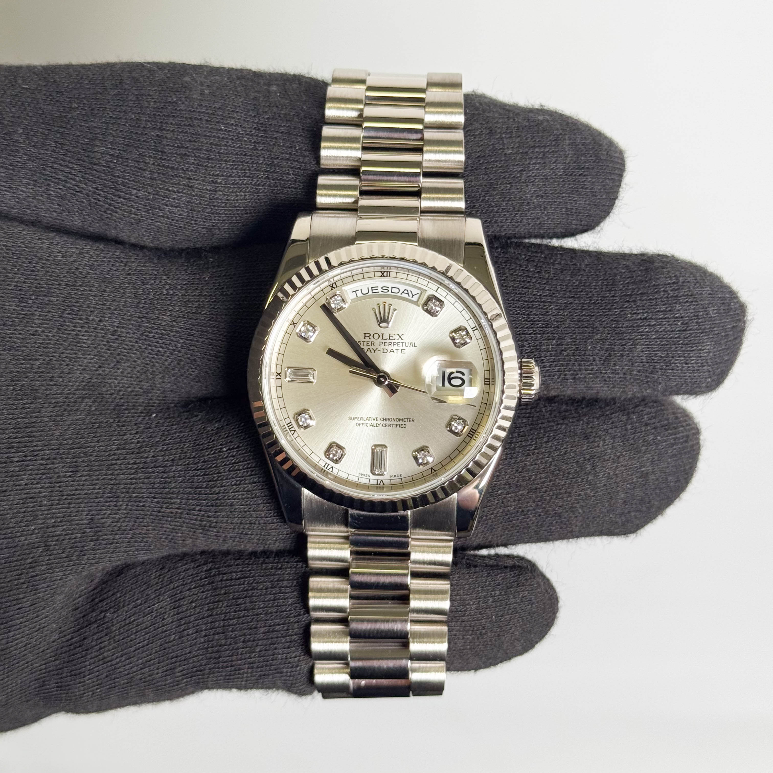 Rolex Day-Date 36mm Silver Dial Watch Ref# 118239