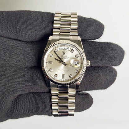 Rolex Day-Date 36mm Silver Dial Watch Ref# 118239