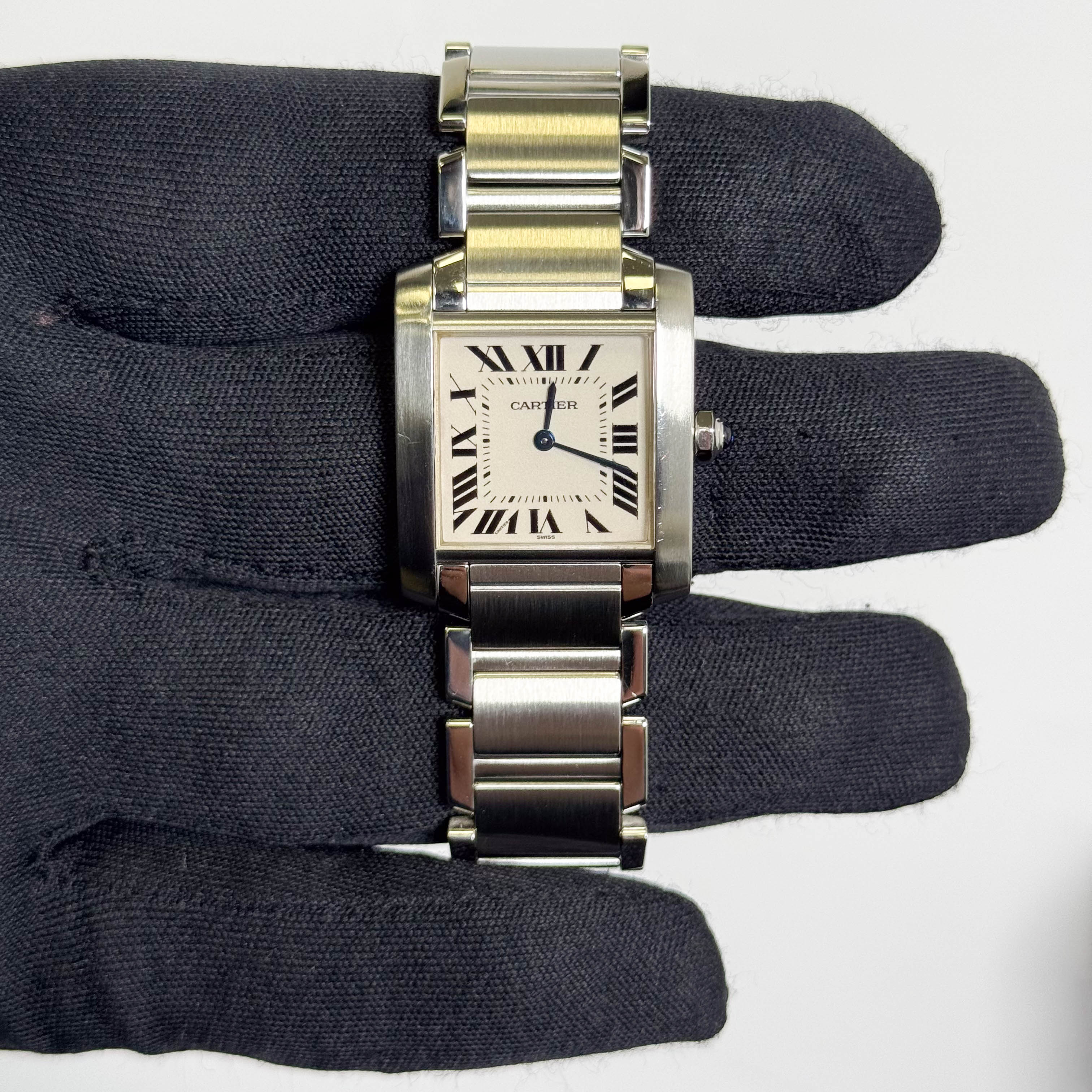 Cartier Tank Stainless Steel 25mm White/Ivory Dial Watch Ref# W51011Q3 - Happy Jewelers Fine Jewelry Lifetime Warranty