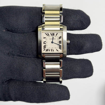 Cartier Tank Stainless Steel 25mm White/Ivory Dial Watch Ref# W51011Q3 - Happy Jewelers Fine Jewelry Lifetime Warranty