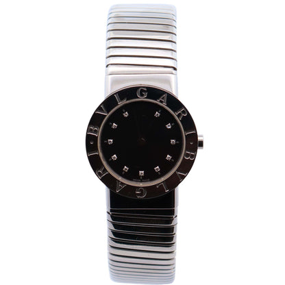 Bvlgari Tubagos 26mm Black Dial Watch Ref# BB262TS - Happy Jewelers Fine Jewelry Lifetime Warranty