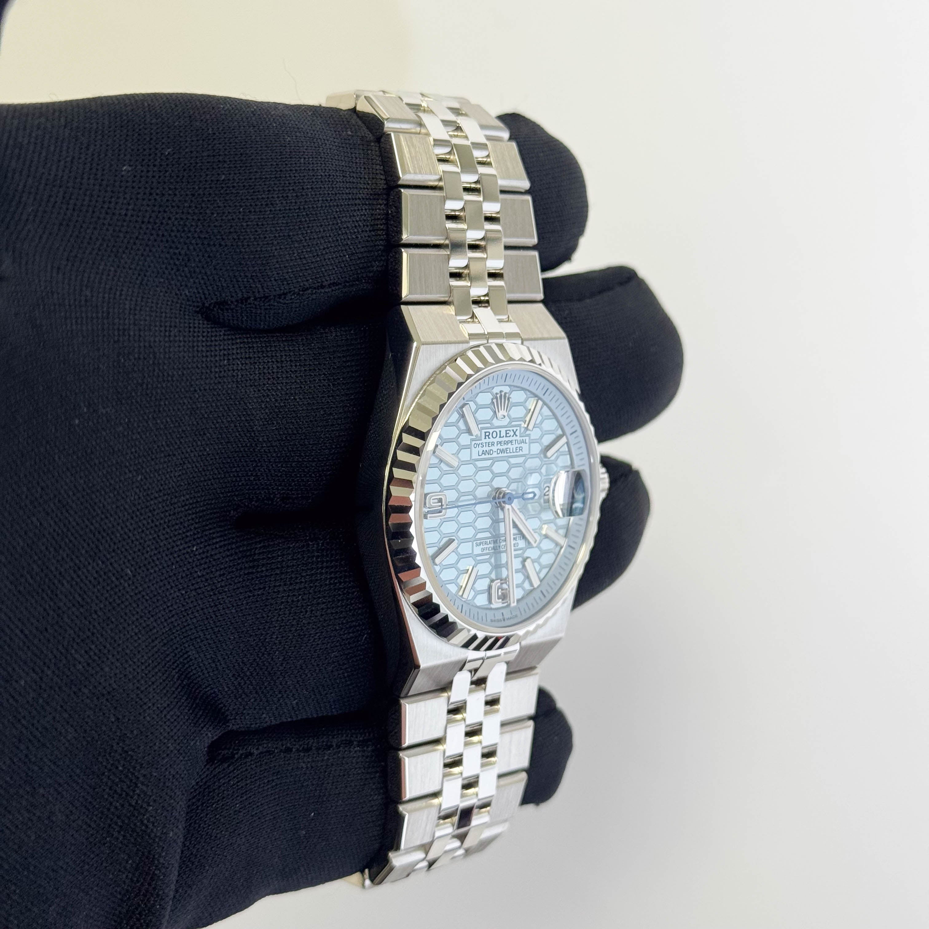 Rolex Land-Dweller 36mm Ice Blue Dial Watch Ref# 127236 – Happy