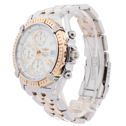 Breitling Crosswind 43mm Yellow Gold & Steel White Chronograph Dial Watch Reference# D13055 - Happy Jewelers Fine Jewelry Lifetime Warranty