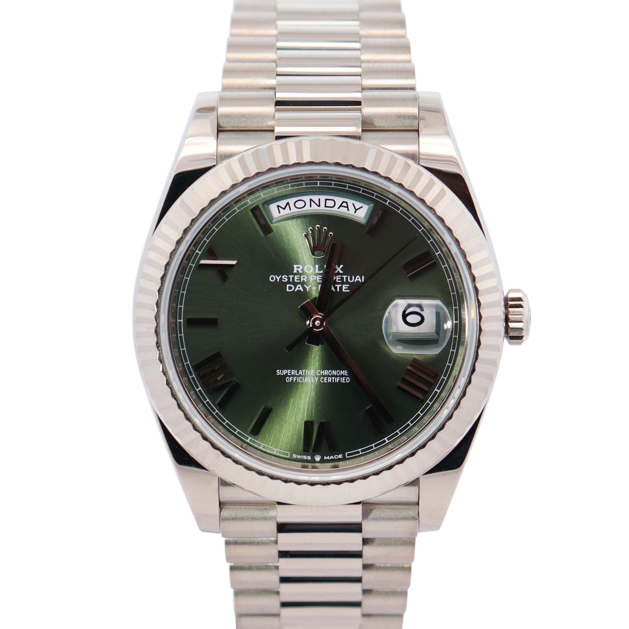Rolex Day-Date 40mm Olive Dial Watch Ref# 228239 - Happy Jewelers Fine Jewelry Lifetime Warranty