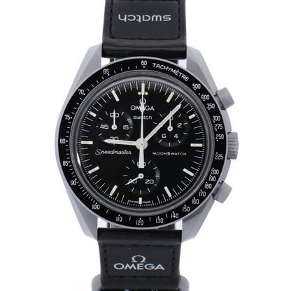 Omega x Swatch Moonswatch "Mission to the Moon" 42mm Bioceramic Black Chronograph Dial Watch Reference# SO33M100 - Happy Jewelers Fine Jewelry Lifetime Warranty