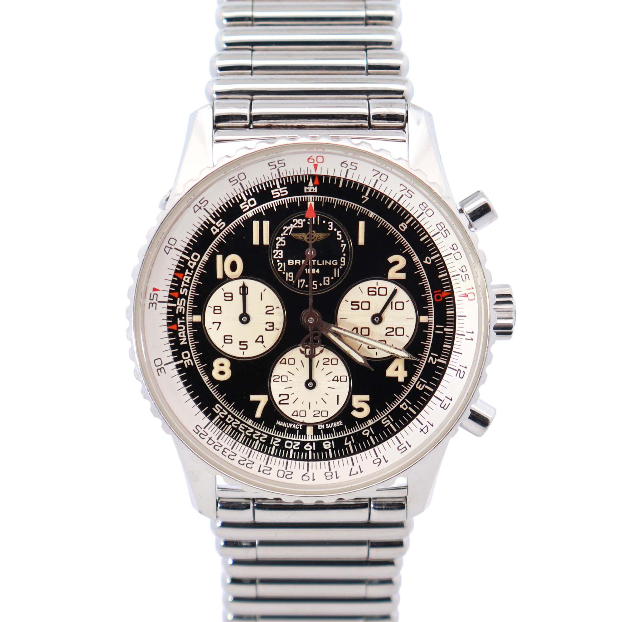 Breitling Navitimer 38mm Black Dial Watch Ref# A33030 - Happy Jewelers Fine Jewelry Lifetime Warranty