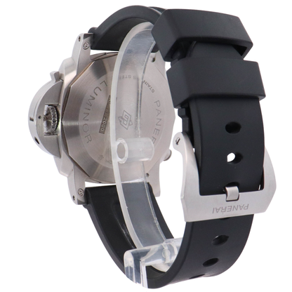 Panerai Luminor 44mm Brushed Steel Black Chronograph Watch Reference# PAM01109 - Happy Jewelers Fine Jewelry Lifetime Warranty