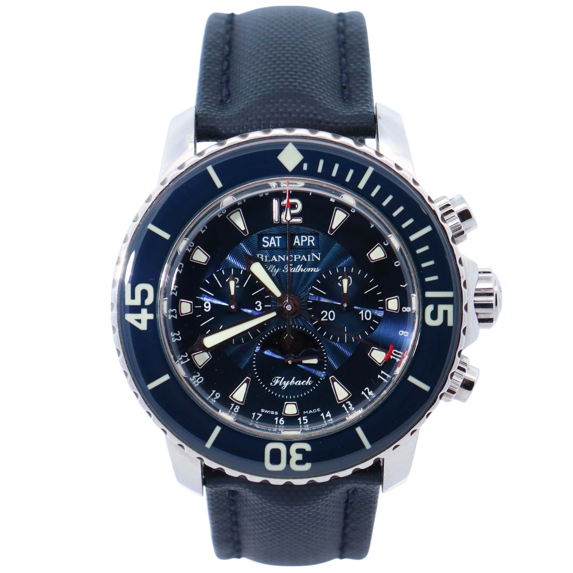 Blancpain Fifty Fathoms 45mm Blue Dial Watch Ref# 5066F-1140-52B - Happy Jewelers Fine Jewelry Lifetime Warranty