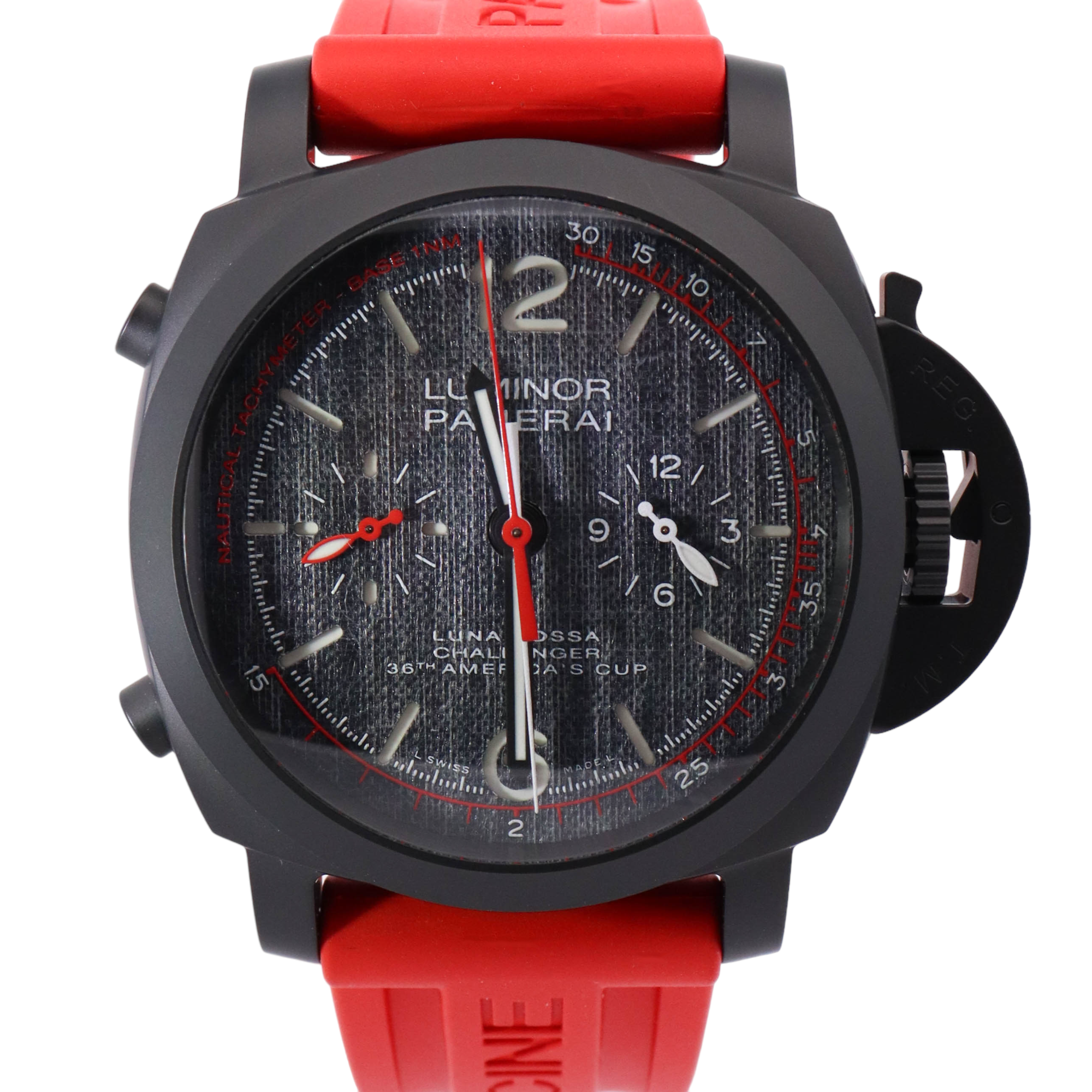 Panerai Luminor Luna Rossa 44mm Ceramic Gray Stick Dial Watch Reference# PAM01037 - Happy Jewelers Fine Jewelry Lifetime Warranty