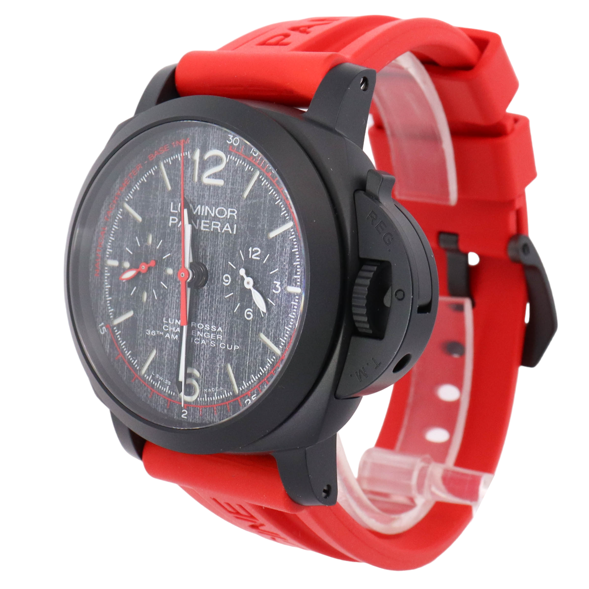 Panerai Luminor Luna Rossa 44mm Ceramic Gray Stick Dial Watch Reference# PAM01037 - Happy Jewelers Fine Jewelry Lifetime Warranty