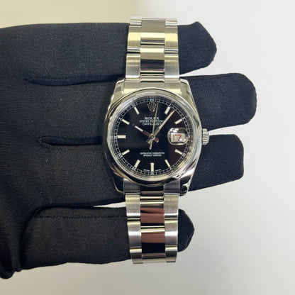 Rolex Datejust 36mm Black Dial Watch Ref# 116200