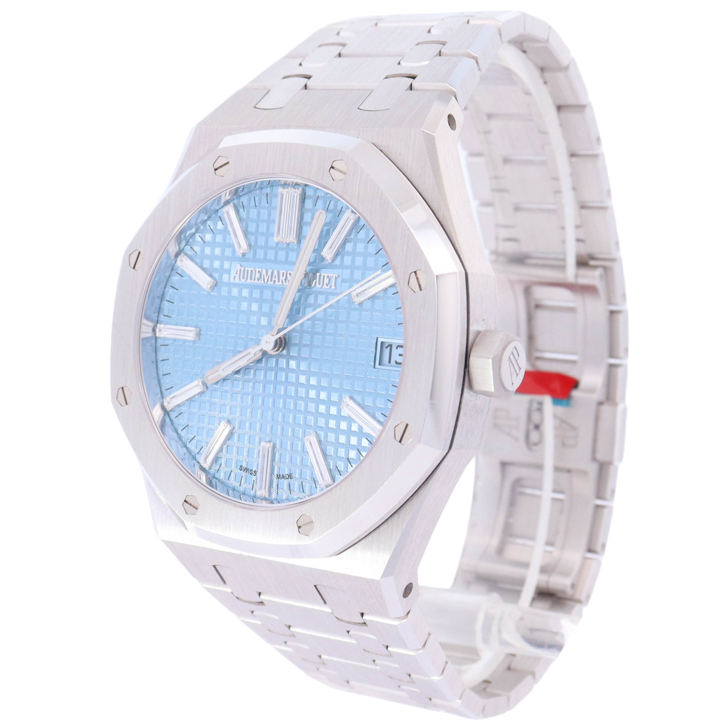 Audemars Piguet Royal Oak 41mm White Gold Light Blue Baguette Dial Watch Reference# 15510BC.OO.1320BC.01 - Happy Jewelers Fine Jewelry Lifetime Warranty