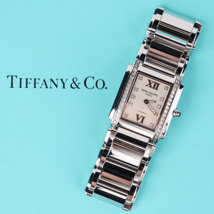 Patek Philippe Twenty-4 TIFFANY & CO. 25mm White Dial Watch Ref# 4910/10A-011 - Happy Jewelers Fine Jewelry Lifetime Warranty