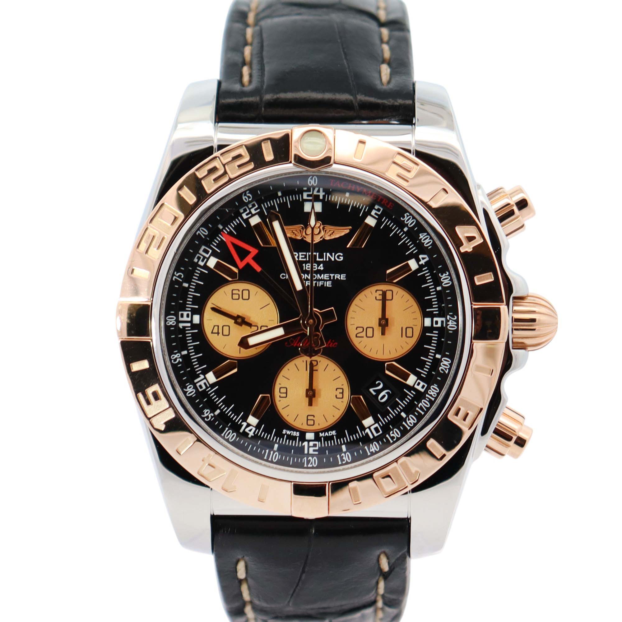Breitling Chronomat 44mm Black Dial Watch Ref# CB0420 - Happy Jewelers Fine Jewelry Lifetime Warranty
