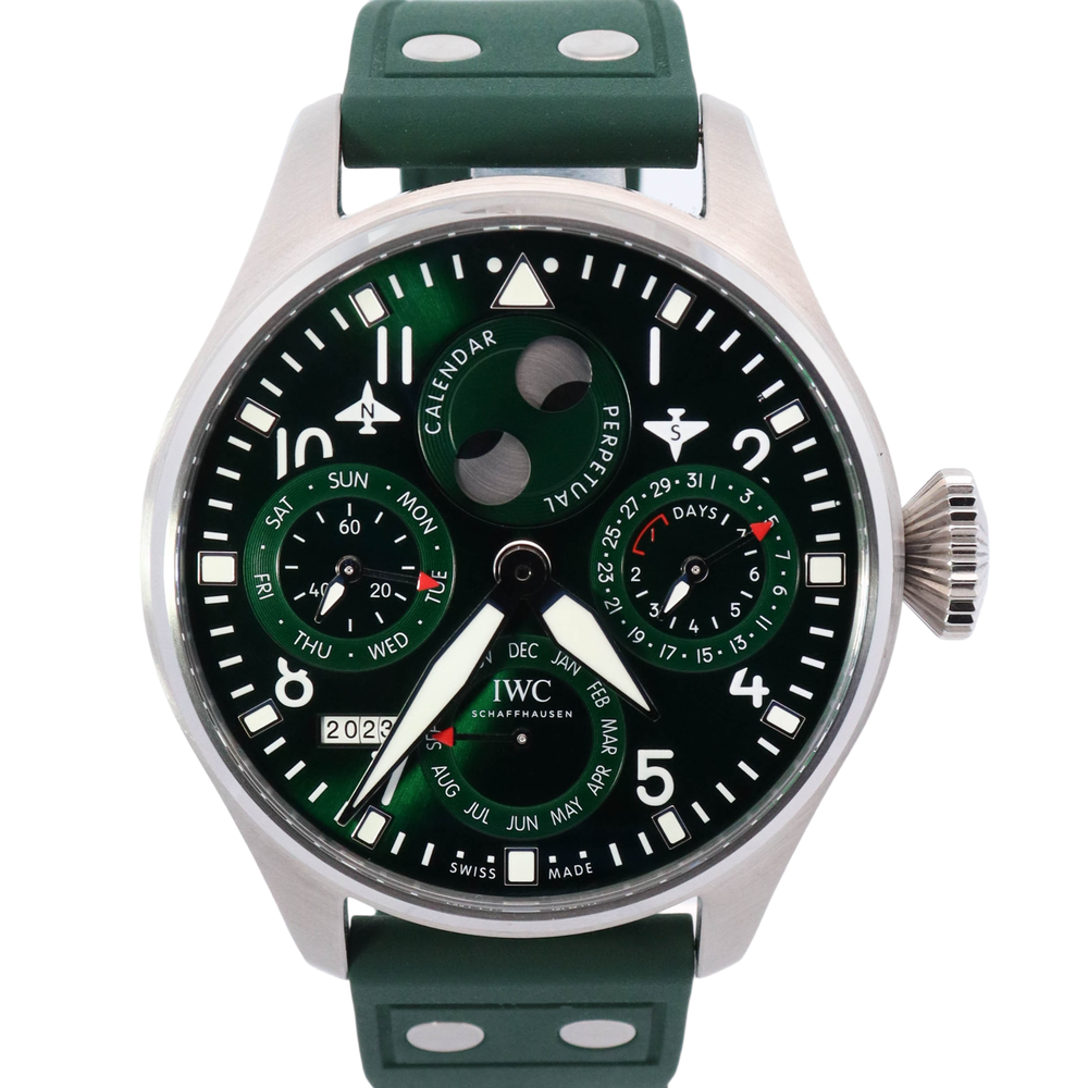 IWC Big Pilot 46.2mm Stainless Steel Green Dial Watch Reference# IW503 ...
