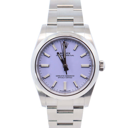 Rolex Oyster Perpetual 34mm Lavender Dial Watch Ref# 124200 - Happy Jewelers Fine Jewelry Lifetime Warranty