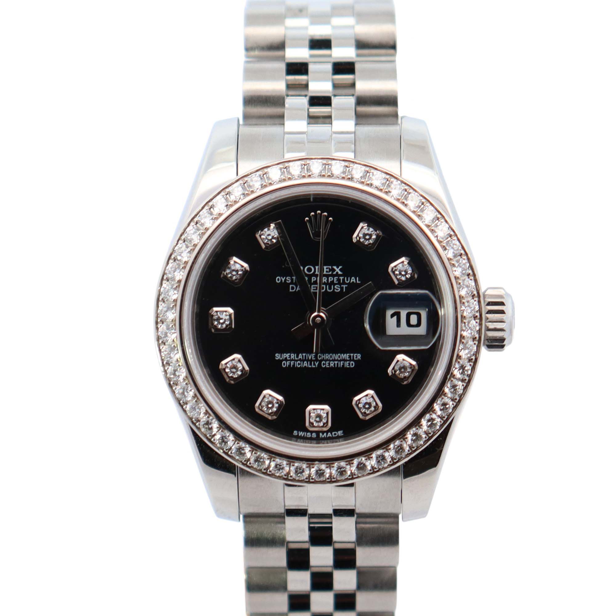 Rolex Datejust 26mm Black Dial Watch Ref# 179384 – Happy Jewelers