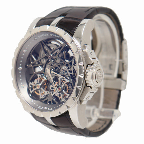 Roger Dubuis Men's Excalibur Double Flying Tourbillon Platinum 45mm Skeleton Dial Watch Reference# RDDBEX0269 - Happy Jewelers Fine Jewelry Lifetime Warranty