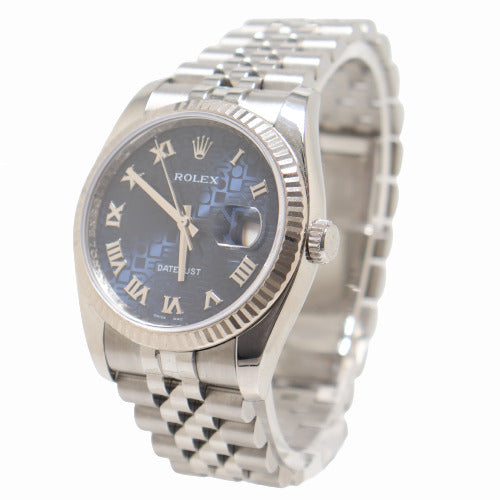 Rolex Datejust 36mm Stainless Blue Roman Jubilee Dial Watch Reference# 116234 - Happy Jewelers Fine Jewelry Lifetime Warranty