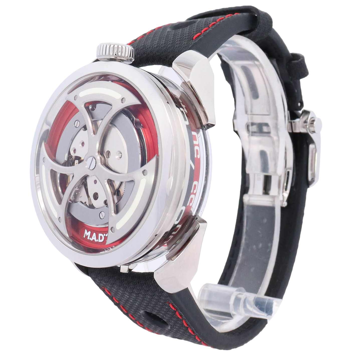 MB&F M.A.D.1 Red 42MM Stainless Steel Skeleton Dial Watch Reference# M.A.D.1 - Happy Jewelers Fine Jewelry Lifetime Warranty