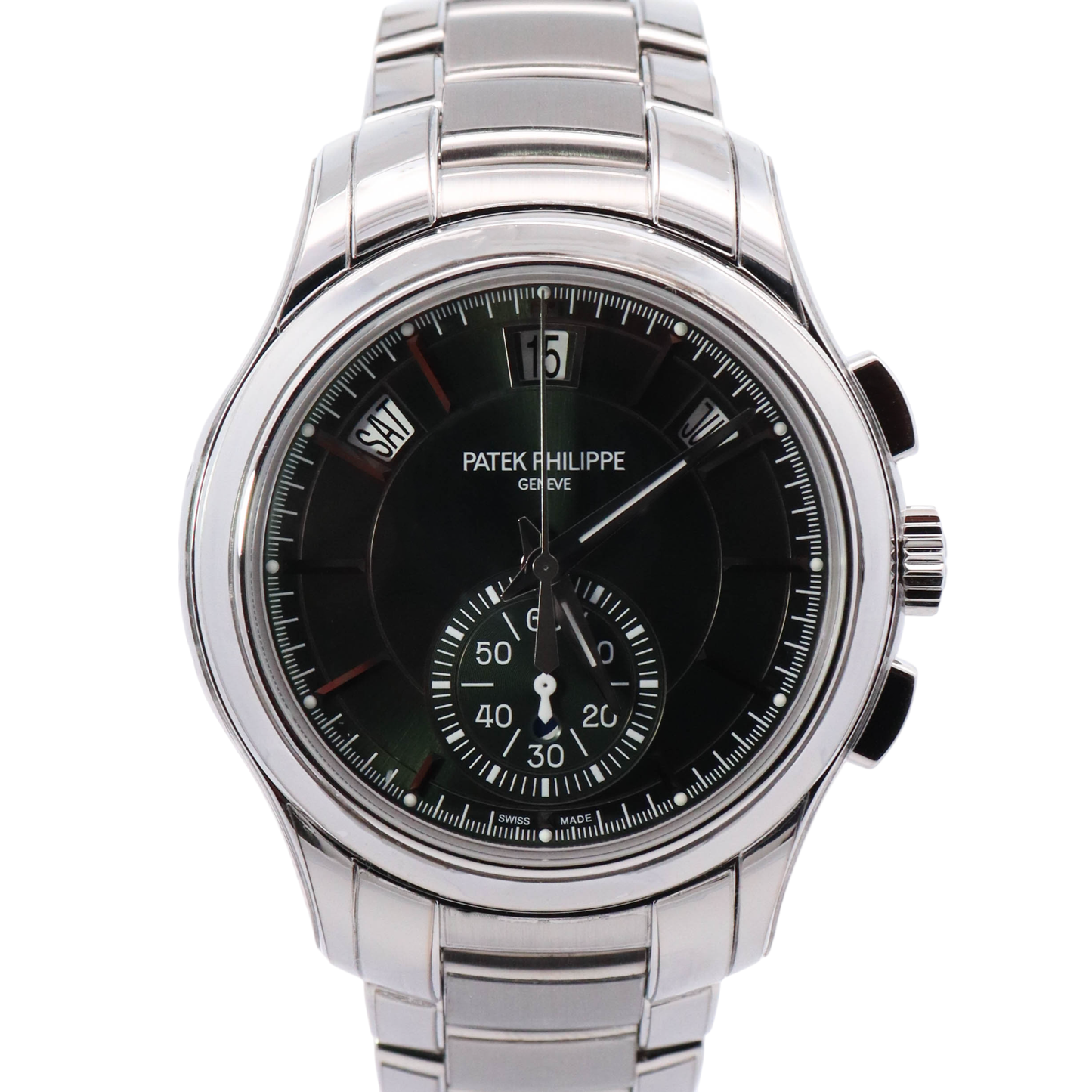 Patek Philippe Complications 42mm Stainless Steel Green Stick Dial Watch Reference# 5905/1A-001 - Happy Jewelers Fine Jewelry Lifetime Warranty