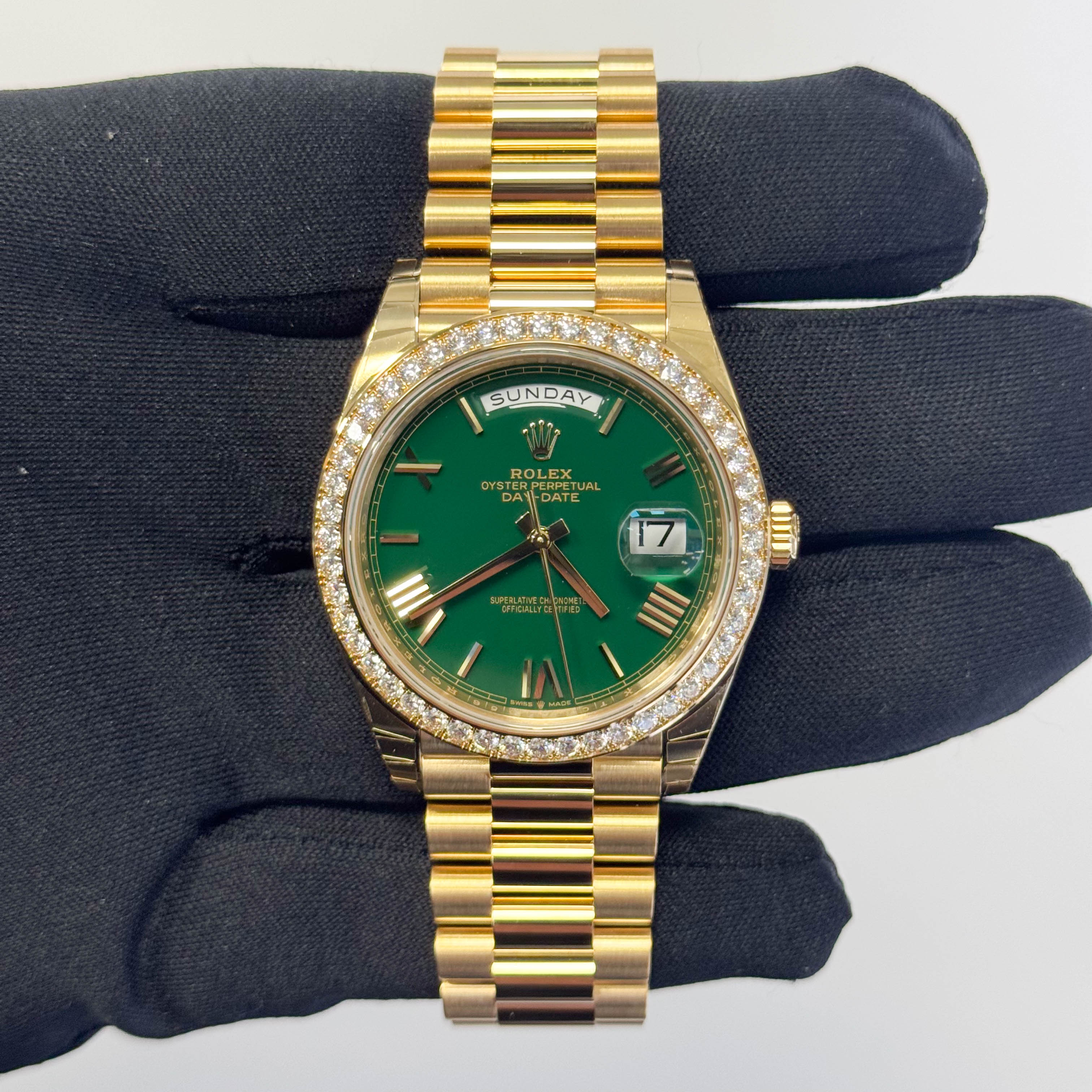 Rolex Day-Date 40mm Green Dial Watch Ref# 228348RBR - Happy Jewelers Fine Jewelry Lifetime Warranty