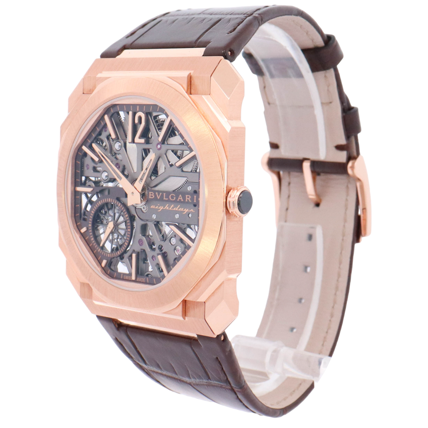 Blvgari Octo Finissimo 40mm 18kt Rose Gold Skeleton Dial Watch Reference# 103667 - Happy Jewelers Fine Jewelry Lifetime Warranty