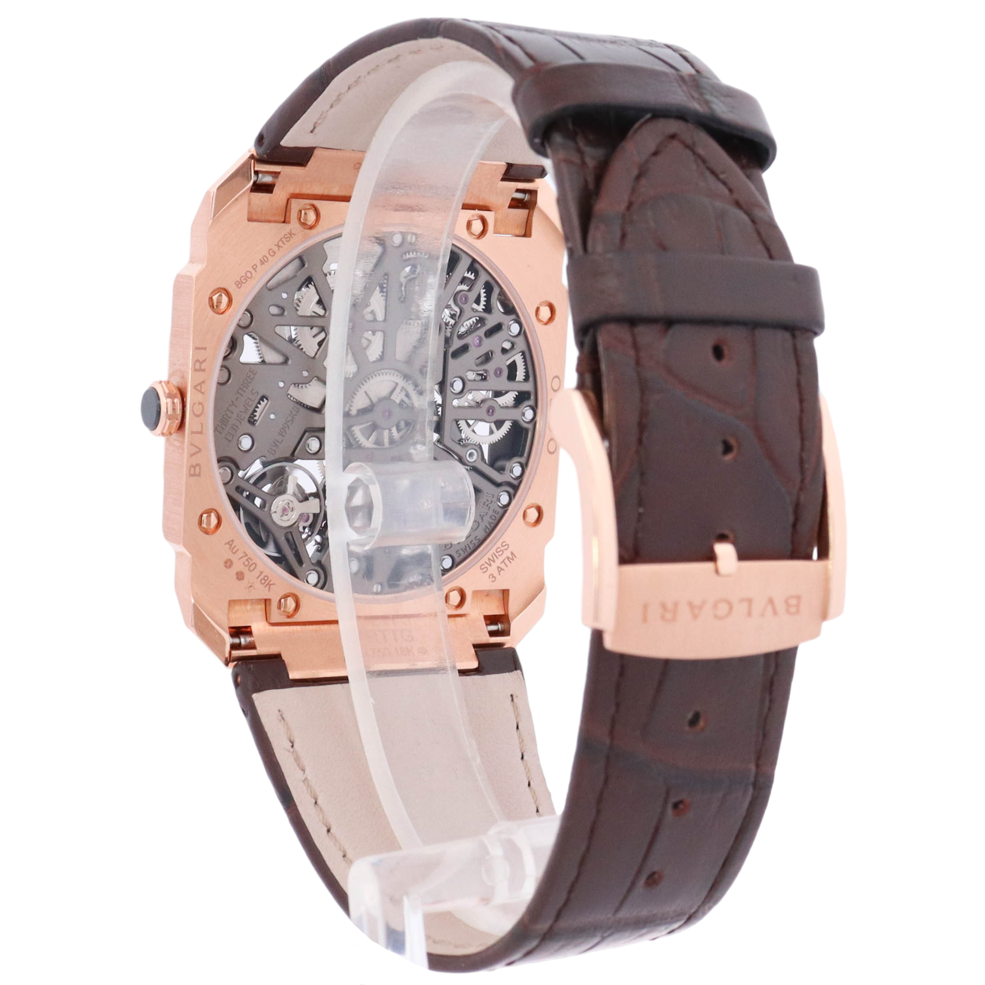Blvgari Octo Finissimo 40mm 18kt Rose Gold Skeleton Dial Watch Reference# 103667 - Happy Jewelers Fine Jewelry Lifetime Warranty