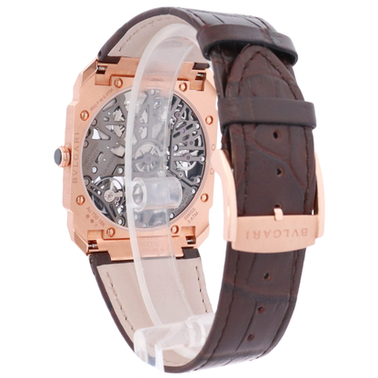 Blvgari Octo Finissimo 40mm 18kt Rose Gold Skeleton Dial Watch Reference# 103667 - Happy Jewelers Fine Jewelry Lifetime Warranty