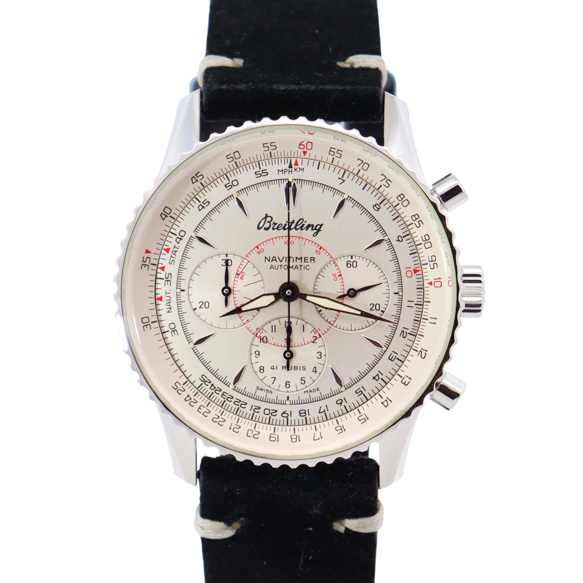 Breitling Navitimer 38mm White Dial Watch Ref# A30030 - Happy Jewelers Fine Jewelry Lifetime Warranty
