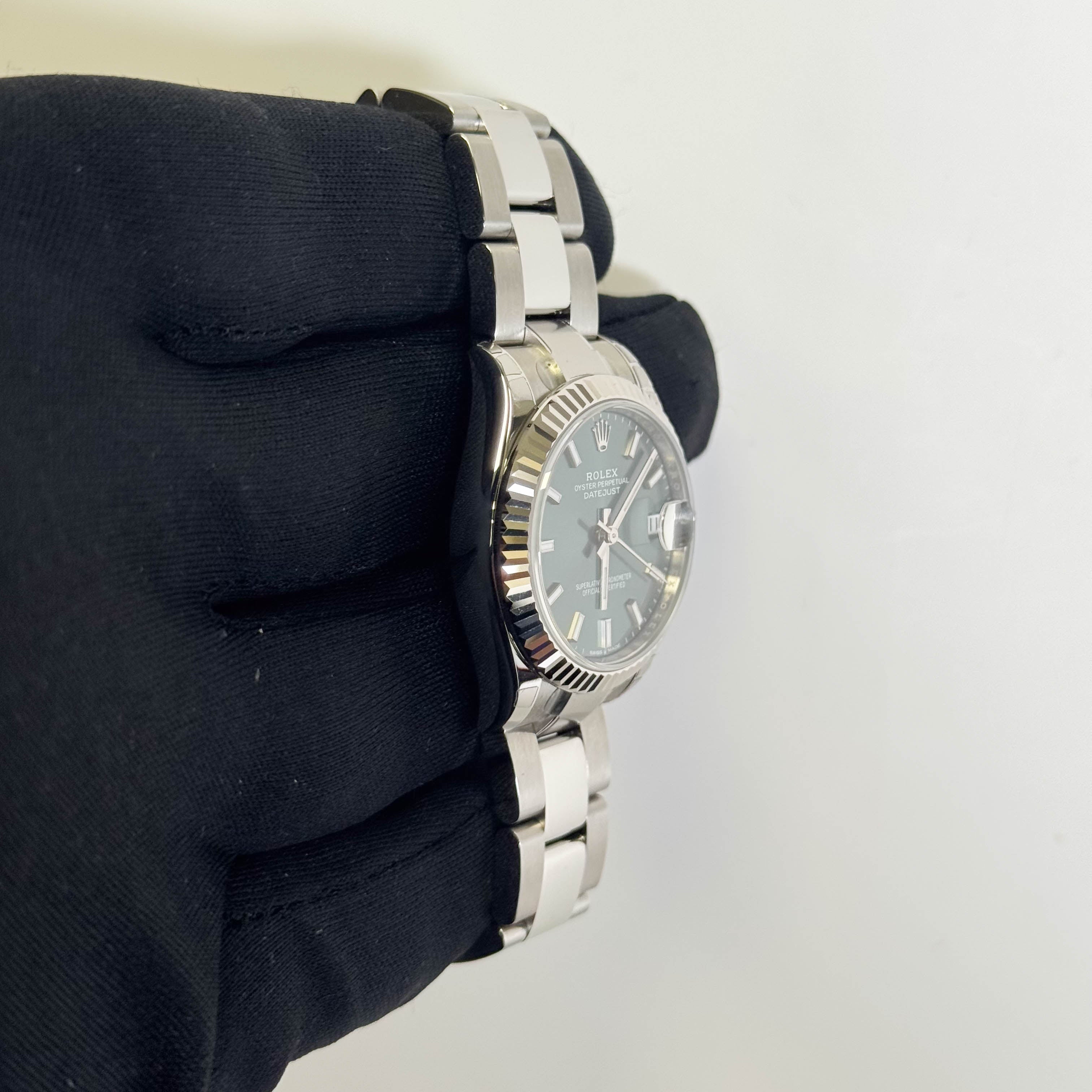 Rolex Datejust 31mm Green Stick Dial Watch Ref# 278274