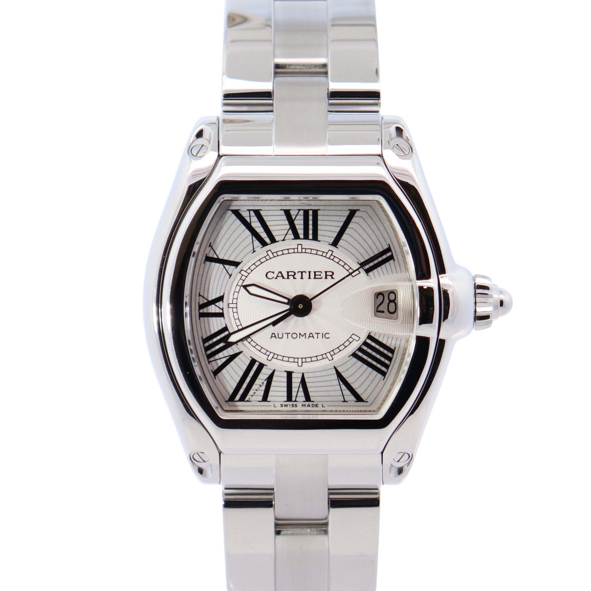 Cartier Roadster 35mm Silver Dial Watch Ref# W62025V3