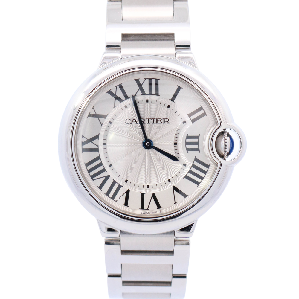 Cartier Ballon Bleu 36mm Stainless Steel Silver Roman Dial Watch Reference# W69011Z4 - Happy Jewelers Fine Jewelry Lifetime Warranty