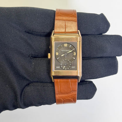 Jaeger-LeCoultre Reverso Duo Rose Gold 26mm x 42mm White & Black Dial Watch Ref# 270.240.544 - Happy Jewelers Fine Jewelry Lifetime Warranty