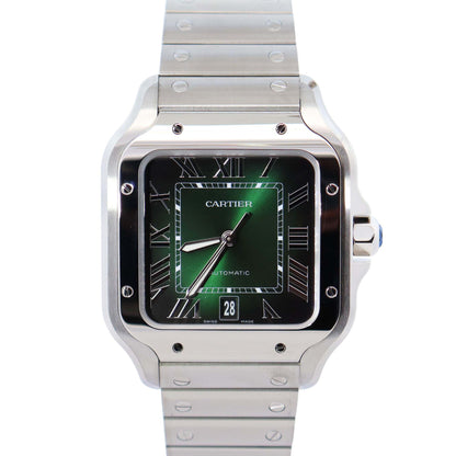 Cartier Santos 39.8mm Green Dial Watch Ref# WSSA0062 - Happy Jewelers Fine Jewelry Lifetime Warranty