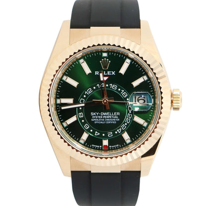 Rolex Sky-Dweller 42mm Green Dial Watch Ref# 336238 - Happy Jewelers Fine Jewelry Lifetime Warranty
